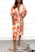 Elegant Geometric Printing V Neck Irregular Dress Dresses