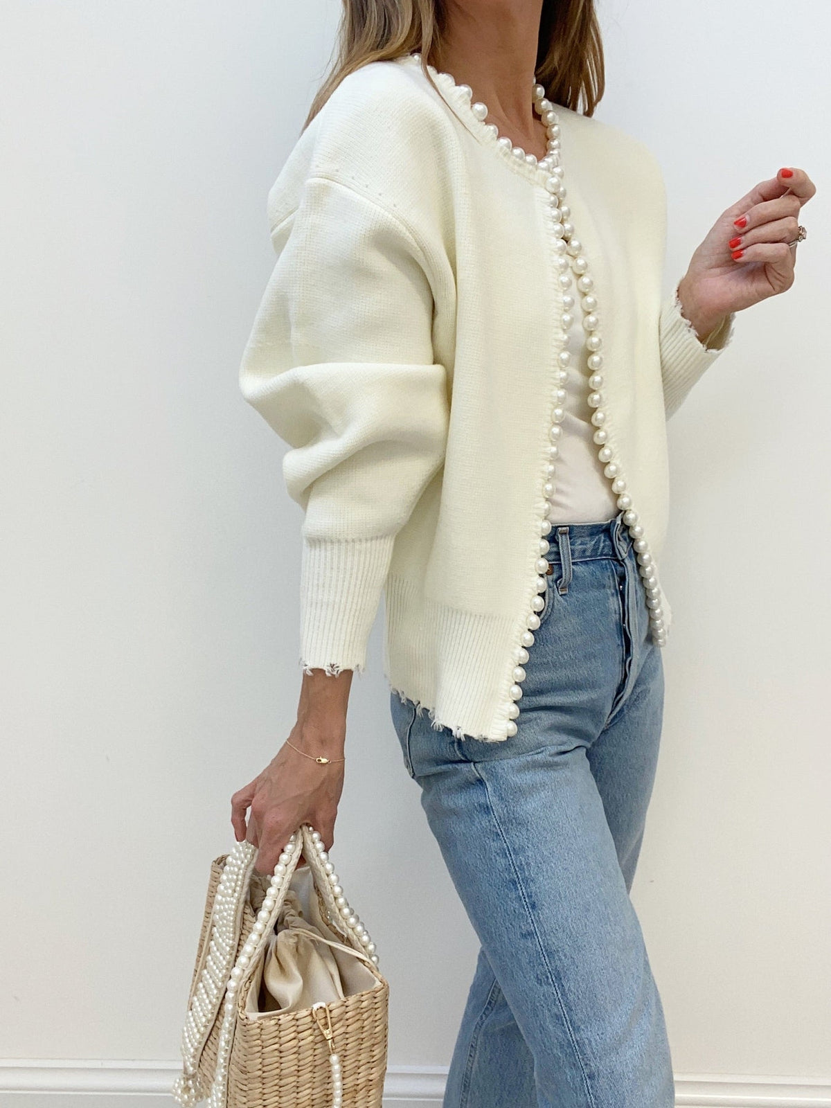 Pearl Trim  Knit Cardigan