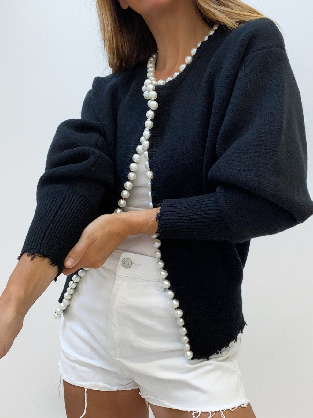 Pearl Trim  Knit Cardigan